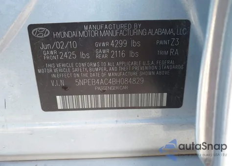2011 Hyundai Sonata Gls z USA, uszkodzony, nr VIN 5NPEB4AC4BH084829